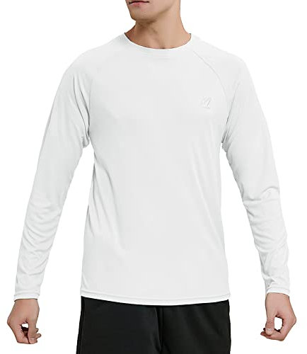 MeetHoo Men's Rash Vest, Rash Guard UPF 50+ UV Swim Shirt Top Quick Dry Sun Protection Long Sleeve Tee for Surfing Running Swimming