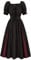 SCARLET DARKNESS Women’s Retro Renaissance Dress Puff Sleeve Square Neck Ruffled Smocked Victorian Long Dresses for Summer Black XL