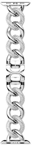 Swarovski Sparkling Cinturino a Maglie Compatibile con Apple Watch, con Cristalli Swarovski e Catena in Acciaio Inossidabile, Tono Argento