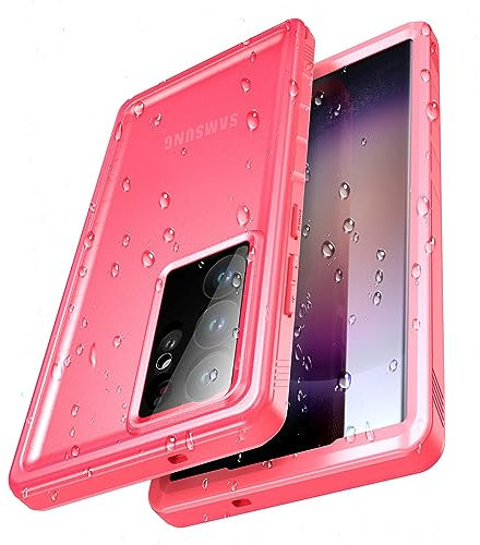 Cozycase Coque pour Samsung Galaxy S23 Ultra Étanche Antichoc - 360 degre Incassable Militaire Rigide Intégrale/Bumper/Housse/IP68 Waterproof/Imperméable/Eau/Etui S23 Ultra Case Rose