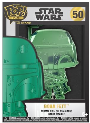 Funko Large Pop! Enamel Pin - The Mandalorian - Star Wars: Dark Side - Boba Fett Neon - Star Wars: The Mandalorian - Emaille-Nadeln - Niedliche Brosche Zum Sammeln - Für Rucksäcke & Taschen