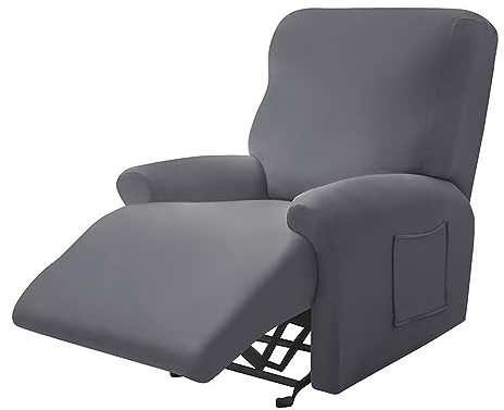 Highdi Stretchhusse für Relaxsessel Komplett Sesselschoner, Stretch Relaxsessel Bezüge - Einfarbig Elastisch Sesselbezug für Fernsehsessel Liege Sessel (grau,1 Sitzer)