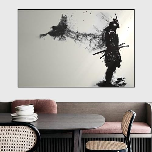 VTRXEG Japanische Samurai Bilder, Japanische Samurai Porträt Poster,Samurai Wandbilder Dekorative Poster Kunstdrucke, Für Wohnzimmer Schlafzimmer Kein Rahmen (A, 80x120cm)