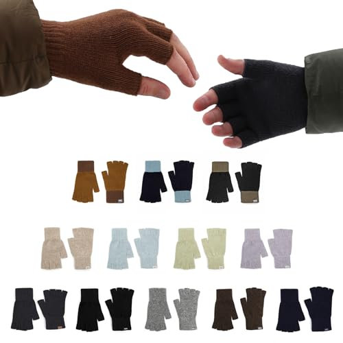 UNDERCONTROL Logo-Label, Unisex, Herbst/Winter, Outdoor, pastellfarben, dehnbarer Strick, fingerlos, Halbfingerwärmer, Touchscreen, Tippen, Texten, Handwärmer, Korea (C-Pack, Grün)