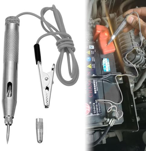 Auto Spannungsprüfer Stift Werkzeug, Auto Spannungsprüfer Stift, Circuit Tester Pen, Auto Vehicle Circuit Tester, Auto LKW DC 6V/12V /24V Testlicht Elektrischer Schaltkreis, Silbrig