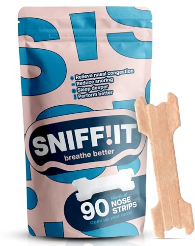Sniffit Nasenstreifen gegen Schnarchen - 90 Stück Anti Schnarchen Nasenpflaster für einfacheres Atmen durch die Nase - Nose strips für erholsamen Schlaf & mehr Energie - Nasenpflaster Besser Atmen