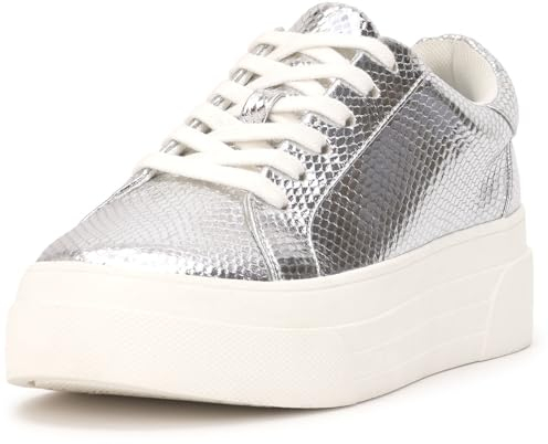 Jessica Simpson Damen Caitrona verzierter Plateau Sneaker, Silber, 41 EU