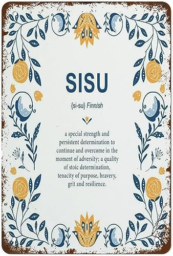 Sisu Definition Blechschild, finnische Definition, Metallschilder, nordischer Druck, Vintage-Wanddekoration, Retro-Plakette, Metallposter für Zuhause, Bar, Café, Bauernhof, Zimmer, 20,3 x 30,5 cm