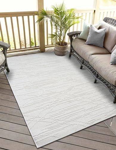 MY-RUG Outdoor Teppich wetterfest 160 x 230 cm, UV beständig & robust für Garten Terrasse, Balkon Küche & Wohnzimmer, kurzflor waschbarer Wohnzimmerteppich, Rory