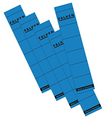 Original Falken 500er Pack Ordner-Rückenschild. Made in Germany. Etiketten 36 x 190 mm selbstklebend für 5 cm schmale Ordner blau