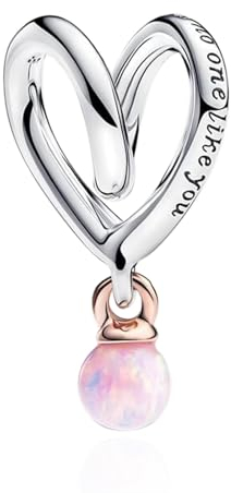 LaMenars Two-tone Wrapped Heart Mom Charm für Armbänd 925 Sterling Silber Bead Women Charms Mother's Day Birthday Anniversary Jewelry for Girls Wife