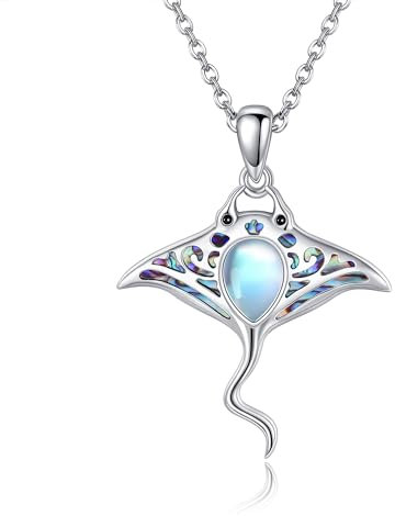 CUPENDA Stachelrochen Halskette Sterling Silber Manta Rochen Anhänger Halskette Strand Halskette Ozean Mütter Tag Schmuck Geschenke für Mama Frauen Mädchen