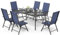 PHIVILLA Gartenmöbel Set Terassenmöbel Außen 6 Personen 7-Fach Verstellbar Klappbar Aluminium Gartenstühle Sets of 6, Gartenmöbel Set Wetterfest 6 Stühle mit Tisch Blau