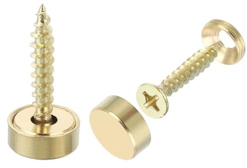 QUARKZMAN 16Pcs Vis Décoratives en Laiton avec Capuchons, Vis Autotaraudeuses de 12 mm pour la Fixation de Meubles, Couleur Or