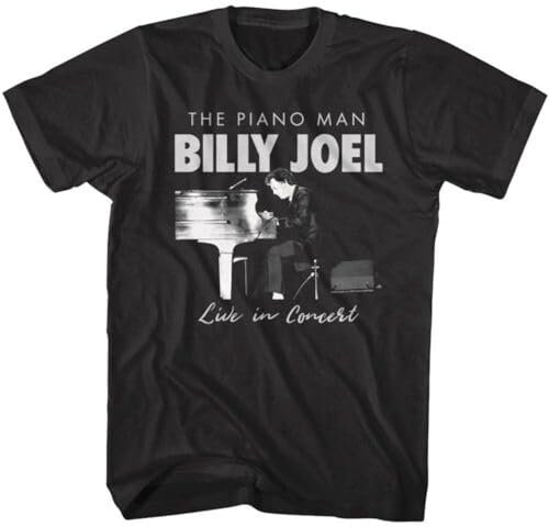 Billy Joel Piano Concert Men's T-Shirt Live Musician Pop Rock Music Tour Merch BlackLarge