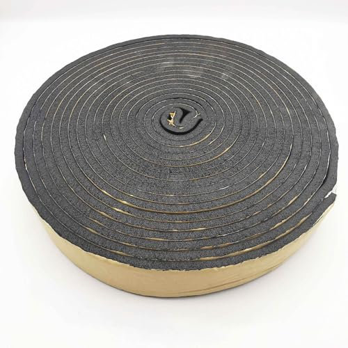 1 Band 10 Meter Lang Gummistreifen Selbstklebend, Isolierung Heizungsrohre, Einseitig Klebende Wärmedämmrolle, 3/5 mm Dick, HVAC-Schaumstoffband, Rohrisolierungsschaum-Isolierband(Black,5mm Th*50mm wi
