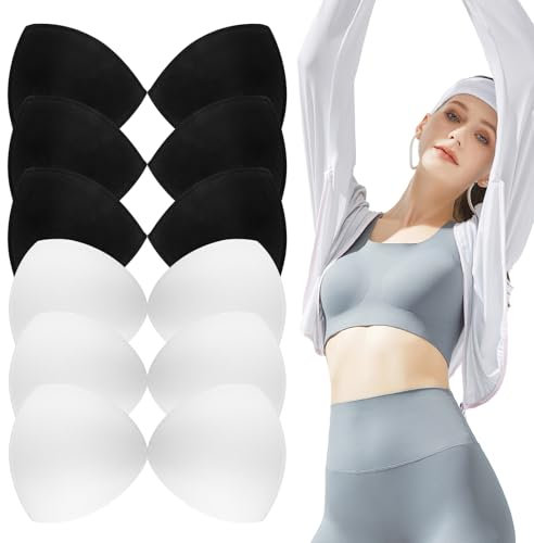 FAMCUCHE 6-Paare BH Einlagen Push Up, Schwarz und Weiß BH Pads Dreieckige BH Polster Einlagen, Herausnehmbare Push Up Pads, BH-Einlagen für Sport BH, Bikini Bademode