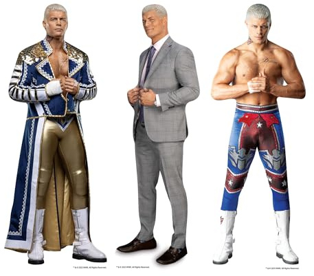 Star Cutouts SC4578 WWE Cody Rhodes 3-Pack Shelf Top Cardboard Cutouts – American Nightmare Fan Display, Party Décor & Gift