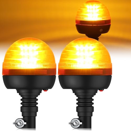 EYPINS 2x Rundumleuchte 40LED, 12V/24V Warnleuchte mit 3 Blitzmodi Rundumkennleuchte Bernstein, Blitz-Kennleuchte flexibler Aufsteckfuß für alle 12V/24V Auto, Truck, KFZ, LKW, Traktor, Bagger| R10 E9