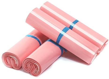 logei® Lot de 100 pochettes d'expédition en plastique Livraison Sacs Ware Pochette enveloppes Sac Livraison, opaque, rose (35cm*45cm+4cm)
