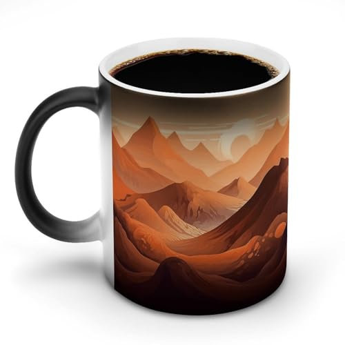 SMAZDFXX Tazza da caffè in porcellana, tazze che cambiano colore, tazza da uomo e da donna, 11 once, regalo per la mamma, montagna dipinta, tazza da tè divertente stampata