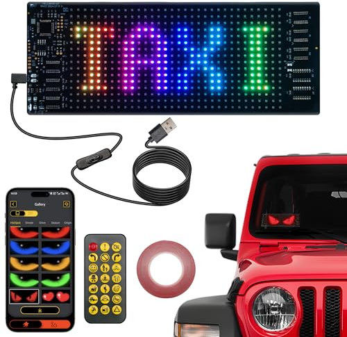 Programmable LED Matrix Panel for Advertising & DIY Use, 6.81x2.76 Small Screen Animation 5V LED Sign for Car Business Shop Bar Party Festival Home Decor,App & Remote Control
