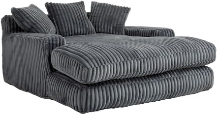 ZYLOYAL10 Cord-Schlafsofa Cloud Couch mit 3 weichen Kissen, bequemes Einzelsitz-Bodensofa für Wohnzimmer Wohnung Büro (Dunkel Grau)