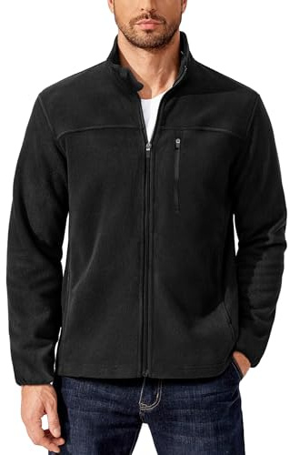 PINSPARK Herren Fleecejacke Winddichte Outdoor Fleece Jacke Herbst Übergangsjacke Warm Trekking Fahrrad Jacke Sweatshirt Strickjacke Wanderjacke L Schwarz