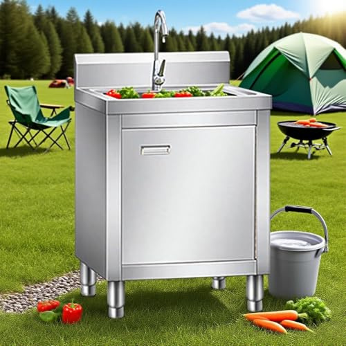XINRISHENG Küchenspüle mit Unterschrank, freistehendes Waschbecken mit Schrank für Waschküche, Hauswirtschaftsraum, Bad und Badewanne,60 * 60 * 80cm