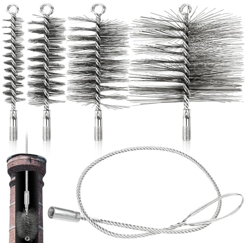BSTDAYEVER Cepillo para Tubos de Estufa Cepillos de Limpieza de Chimeneas | 4Pz Cepillo para Tubo de Horno 30 50 80 150mm Cepillos para Chimenea Alambre de Acero para Chimeneas Chimenea Canales Tubería