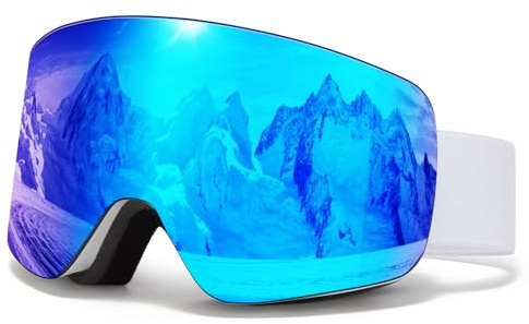 VCOROS Skibrille OTG für Unisex YH227 Snowboard Brille für Ski | Skibrillen mit Anti-Rutsch Kopfband UV-Schutz Anti-Nebel Ski Goggles Vollständig Plattiertes REVO Einstellbare für Skifahren