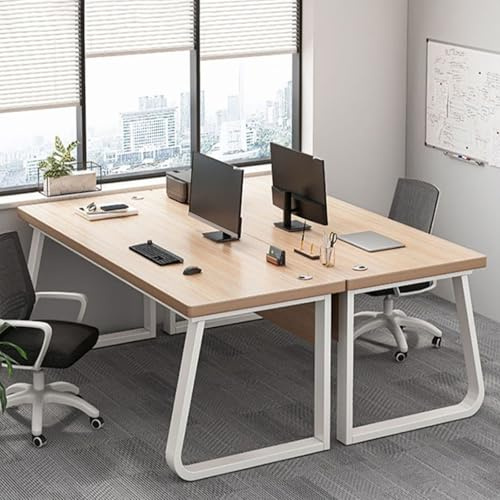 Générique Bureau de Deux Personnes, Double Bureau en Bois pour Deux Personnes, Solide Double Ordinateur de Bureau, Bureau Moderne de 2 Personnes pour Le Bureau à Domicile(White)