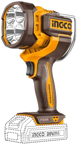 Ingco 20V Lithium-Ion Cordless Torch (Body Only) 2500LM, 3 Mode Settings, 130° Adjustable Head, Hands-Free Design, Handheld Work Lamp CWLI20885