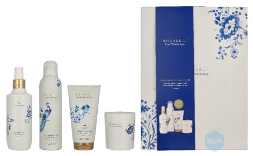 Rituals Amsterdam Collection Geschenkset L, Dutch Tulip & Yuzu, 4-teilig mit Shower Gel, Body Cream, Candle und Home Perfume, Delfter Blau Design
