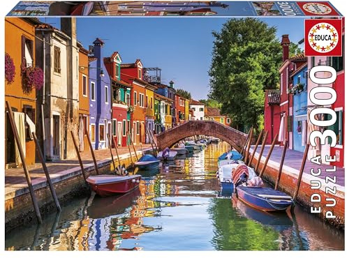 Educa - 3000-Teile-Puzzle für Erwachsene | Burano, Italien | Inklusive Ersatzteilservice (Solange der Vorrat reicht) | Ab 14 Jahren (20577)