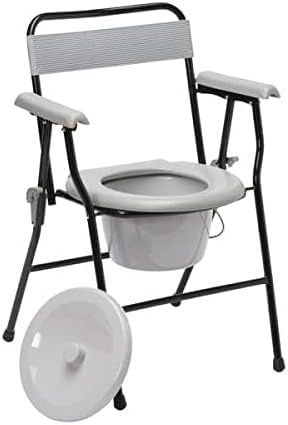 Latitude Healthcare Folding Commode Chair with 5 Litre Removable Pan and Lid, Ultra Lightweight, 120kg Weight Capacity