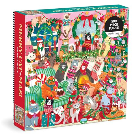 Mudpuppy Merry Catmas! – 500 Piece Family Jigsaw Puzzle With Colorful And Fun Illustrations of Christmas Themed Cats For Children Ages 8 And Up