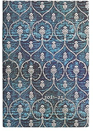 Paperblanks 18-Monatskalender 2021-2022 Velvet Blue Horizontal Mini (95 × 140 mm)