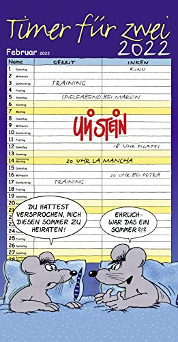 Uli Stein – Timer für zwei 2022: Monatskalender für die Wand: Praktischer Wandkalender mit viel Platz zum Eintragen und tollen Cartoons