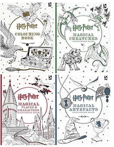 Harry Potter Colouring Book 1-4 Books Collection Set (Harry Potter Colouring Book, Magical Creatures, Magical Places and Characters, Magical Artefacts)