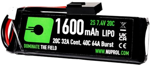 NUPROL Power - 7.4v LiPo 1600mAh 2S Mini Tamiya [Rate 20C @ 32A] [Burst 40C @ 64A] - Stick