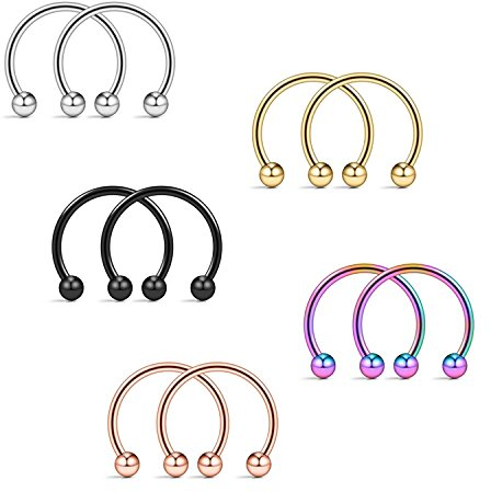 Briana Williams 10stk Septum Nasenring Hufeisen 16 Gauge Nasenpiercing Chirurgenstahl 12mm Hoop Lippenpiercing Tragus Ring Piercing Schmuck