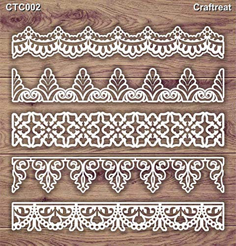 CrafTreat Reusable Laser Cut Chipboard Embellishments for Card Making and Scrapbooking - Ornate Border - Size: 5.5X6 Inches - Ornate Embellishments for Crafting - Decorative Embellishments for Wood
