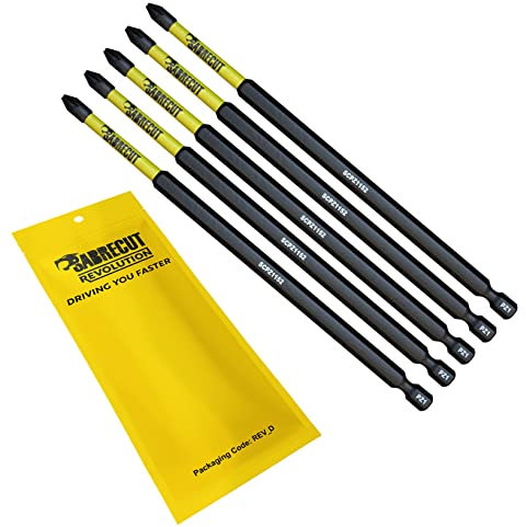 5 x SabreCut SCPZ1152_5 152mm PZ1 Magnetic Impact Screwdriver Driver Bits Set Pozi Pozidriv Heavy Duty