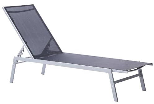Moderne Gartenliege aus Stahl Mesh in Schwarz verstellbare Rückenlehne Noli