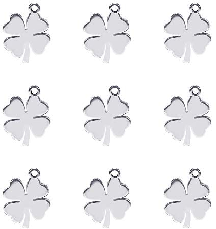 Airssory 20 Stück 304 Edelstahl Blatt Charms Kleeblatt Anhänger für Armband Ohrringe Halskette Schmuckherstellung DIY Fundstücke Handwerk – 14,5 mm