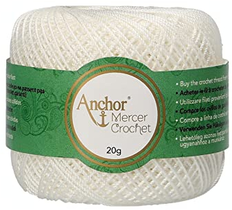 Anchor 4764020-00002 Häkelgarne, 100% Baumwolle, 2, Stärke 20, 27 Gramm