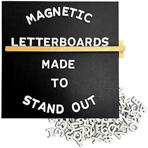 Jut Made Magnetische Buchstabentafel, schwarze Nachrichtentafel mit weißen Buchstaben (25,4 x 25,4 cm, schwarz)