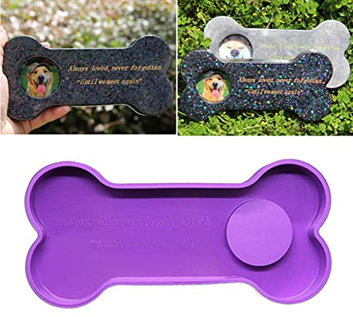 3 in 1 Haustier Grabstein Gießform Silikonform DIY Knochenform Hundedenkstein Mit Fotorahmen Resin Gießharz Kerzenhalter Schimmel Silikongussform DIY Basteln