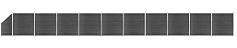 vidaXL Zaunelement Set mit Pfosten Sichtschutz Windschutz Zaun Gartenzaun Lamellenzaun Sichtschutzzaun Windschutzzaun WPC 1830x(105-186) cm Schwarz